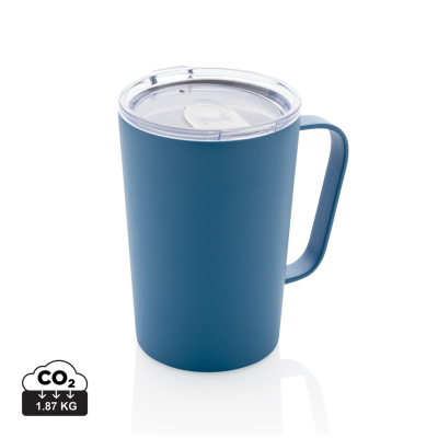Picture of RCS RECYCLED STAINLESS STEEL METAL MODERN VACUUM MUG with Lid in Blue