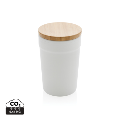 Picture of GRS CERTIFIED RECYCLED PP MUG with Bamboo Lid in White.