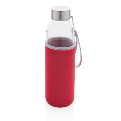 Picture of GLASS BOTTLE with Neoprene Sleeve in Red