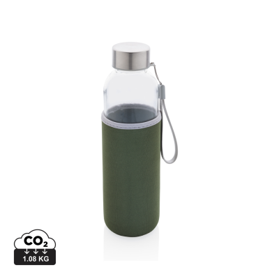 Picture of GLASS BOTTLE with Neoprene Sleeve in Green.