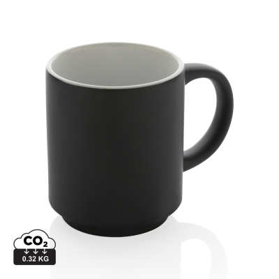 Picture of CERAMIC POTTERY STACKABLE MUG in Black.