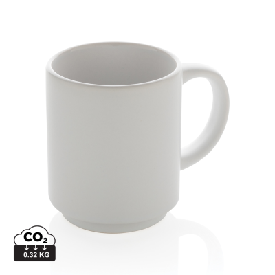 Picture of CERAMIC POTTERY STACKABLE MUG in White.