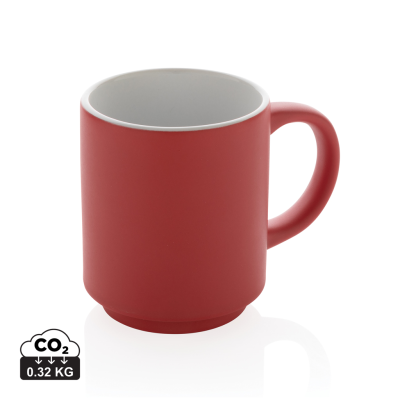 Picture of CERAMIC POTTERY STACKABLE MUG in Red