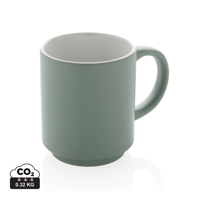 Picture of CERAMIC POTTERY STACKABLE MUG in Green.