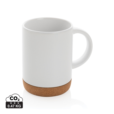 Picture of CERAMIC POTTERY MUG with Cork Base in White.