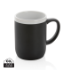Picture of CERAMIC POTTERY MUG with White Rim 300Ml in Black, White