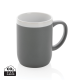 Picture of CERAMIC POTTERY MUG with White Rim 300Ml in Grey, White
