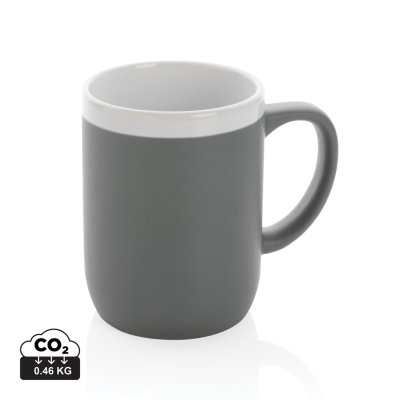 Picture of CERAMIC POTTERY MUG with White Rim in Grey, White