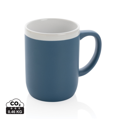 Picture of CERAMIC POTTERY MUG with White Rim in Blue, White