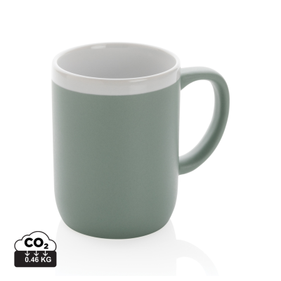 Picture of CERAMIC POTTERY MUG with White Rim in Green, White