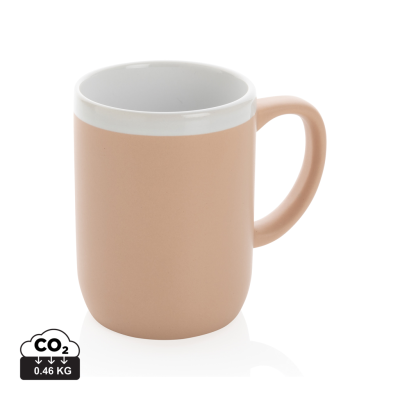 Picture of CERAMIC POTTERY MUG with White Rim in White, Brown.