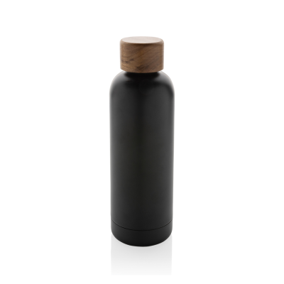 Picture of WOOD RCS CERTIFIED RECYCLED STAINLESS STEEL METAL VACUUM BOTTLE in Black
