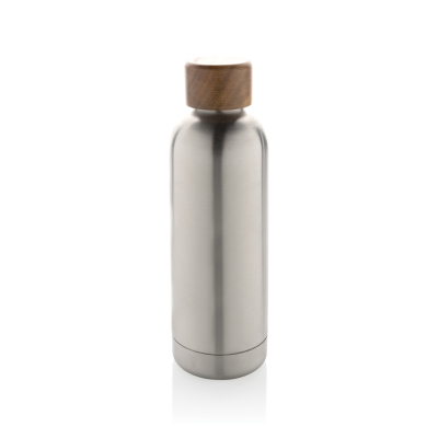 Picture of WOOD RCS CERTIFIED RECYCLED STAINLESS STEEL METAL VACUUM BOTTLE in Silver.