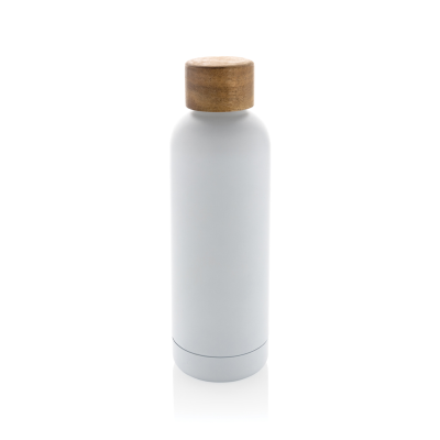 Picture of WOOD RCS CERTIFIED RECYCLED STAINLESS STEEL METAL VACUUM BOTTLE in White