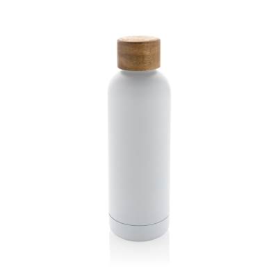 Picture of WOOD RCS CERTIFIED RECYCLED STAINLESS STEEL METAL VACUUM BOTTLE in White.