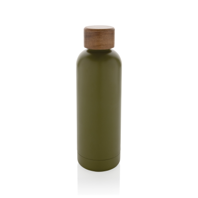 Picture of WOOD RCS CERTIFIED RECYCLED STAINLESS STEEL METAL VACUUM BOTTLE in Green.