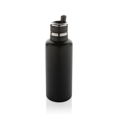 Picture of HYDRO RCS RECYCLED STAINLESS STEEL METAL VACUUM BOTTLE with Spout in Black.