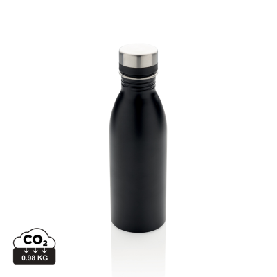 Picture of RCS RECYCLED STAINLESS STEEL METAL DELUXE WATER BOTTLE in Black.