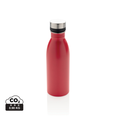 Picture of RCS RECYCLED STAINLESS STEEL METAL DELUXE WATER BOTTLE in Red.