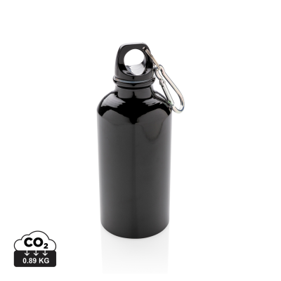 Picture of ALUMINIUM METAL REUSABLE SPORTS BOTTLE with Carabiner in Black