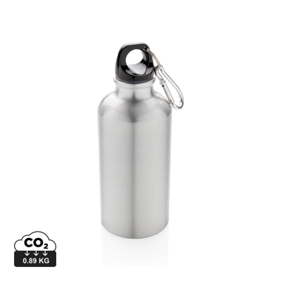Picture of ALUMINIUM METAL REUSABLE SPORTS BOTTLE with Carabiner in Silver