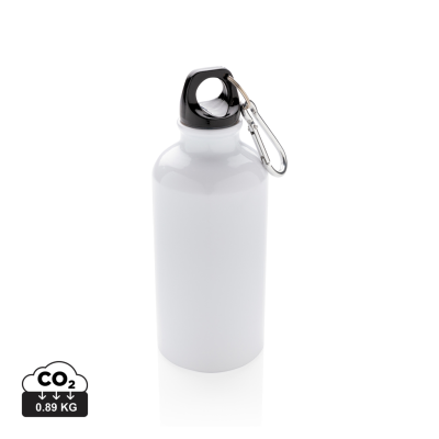 Picture of ALUMINIUM METAL REUSABLE SPORTS BOTTLE with Carabiner in White