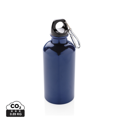 Picture of ALUMINIUM METAL REUSABLE SPORTS BOTTLE with Carabiner in Blue