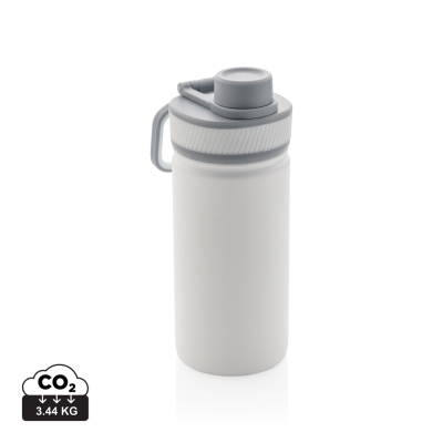 Picture of VACUUM STAINLESS STEEL METAL BOTTLE with Sports Lid 550Ml in White.