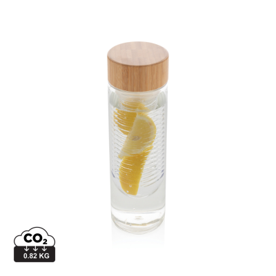 Picture of INFUSER BOTTLE with Bamboo Lid in Clear Transparent