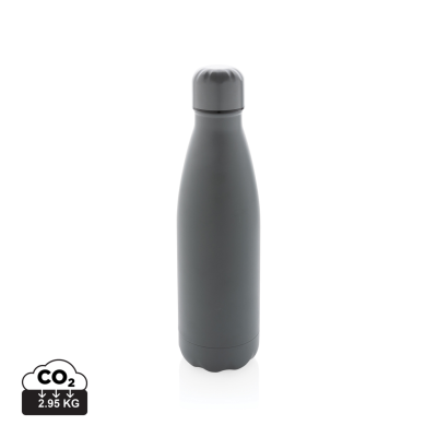 Picture of SOLID COLOUR VACUUM STAINLESS STEEL METAL BOTTLE in Grey.