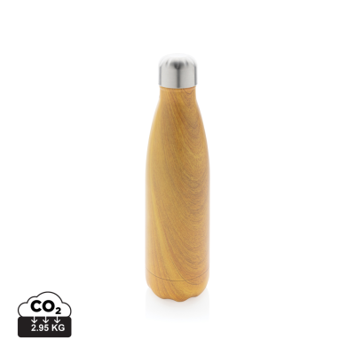 Picture of VACUUM THERMAL INSULATED SS BOTTLE with Wood Print in Yellow.