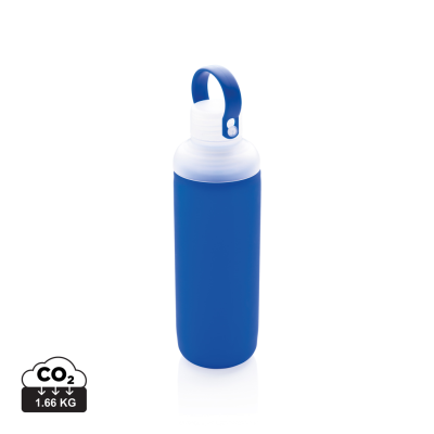 Picture of GLASS WATER BOTTLE with Silicon Sleeve in Blue