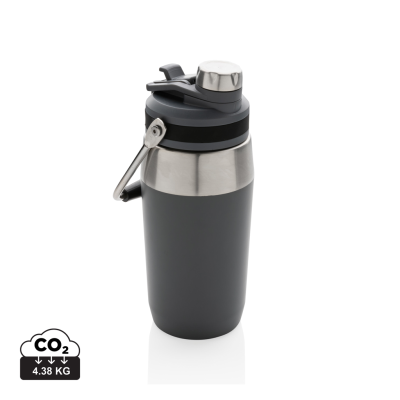 Picture of VACUUM STAINLESS STEEL METAL DUAL FUNCTION LID BOTTLE 500ML in Anthracite.