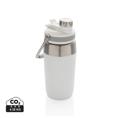 Picture of VACUUM STAINLESS STEEL METAL DUAL FUNCTION LID BOTTLE 500ML in White.