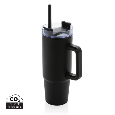 Picture of TANA RCS RECYCLED PLASTIC TUMBLER with Handle 900Ml in Black.