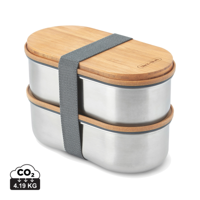 Picture of BLACK+BLUM STAINLESS STEEL METAL DOUBLE BENTO BOX in Grey