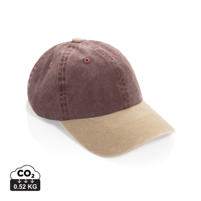 Picture of BEAU AWARE™ WASHED 6 PANEL 270GSM COTTON TWILL TWO TONE CAP in Maroon