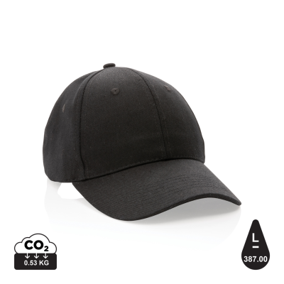 Picture of IMPACT 6 PANEL 280GR RECYCLED COTTON CAP with Aware™ Tracer in Black.