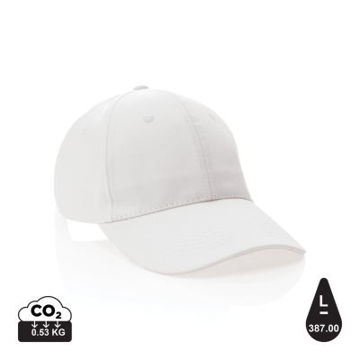 Picture of IMPACT 6 PANEL 280GR RECYCLED COTTON CAP with Aware™ Tracer in White.