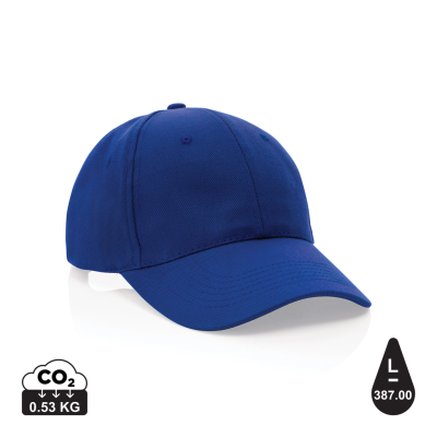 Picture of IMPACT 6 PANEL 280GR RECYCLED COTTON CAP with Aware™ Tracer in Blue.