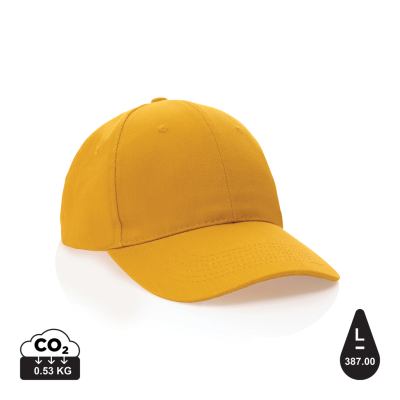 Picture of IMPACT 6 PANEL 280GR RECYCLED COTTON CAP with Aware™ Tracer in Yellow.