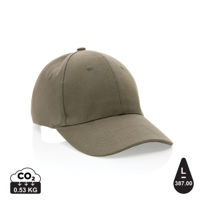 Picture of IMPACT 6 PANEL 280GR RECYCLED COTTON CAP with Aware™ Tracer in Green