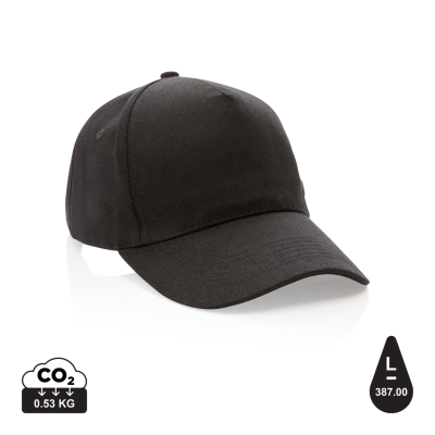 Picture of IMPACT 5 PANEL 280GR RECYCLED COTTON CAP with Aware™ Tracer in Black