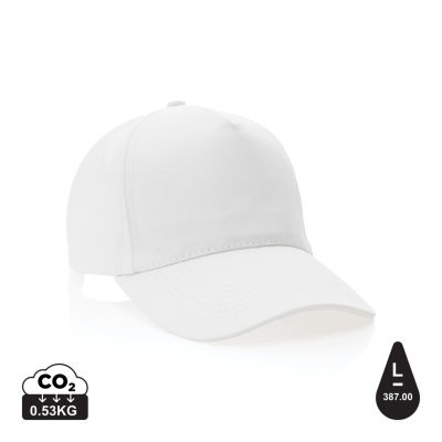 Picture of IMPACT 5 PANEL 280GR RECYCLED COTTON CAP with Aware™ Tracer in White.