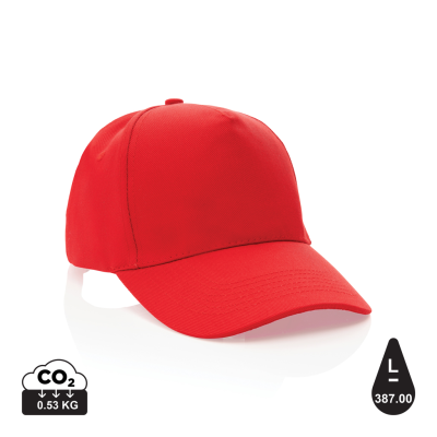 Picture of IMPACT 5 PANEL 280GR RECYCLED COTTON CAP with Aware™ Tracer in Red