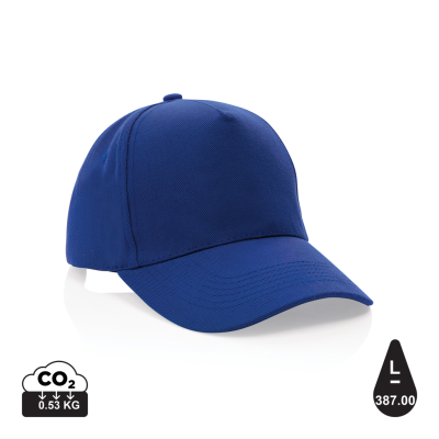Picture of IMPACT 5 PANEL 280GR RECYCLED COTTON CAP with Aware™ Tracer in Blue