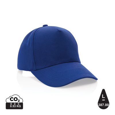 Picture of IMPACT 5 PANEL 280GR RECYCLED COTTON CAP with Aware™ Tracer in Blue.