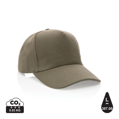 Picture of IMPACT 5 PANEL 280GR RECYCLED COTTON CAP with Aware™ Tracer in Green