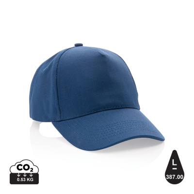 Picture of IMPACT 5 PANEL 280GR RECYCLED COTTON CAP with Aware™ Tracer in Navy.