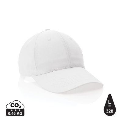 Picture of MPACT 6 PANEL 190GR RECYCLED COTTON CAP with Aware™ Tracer in White.